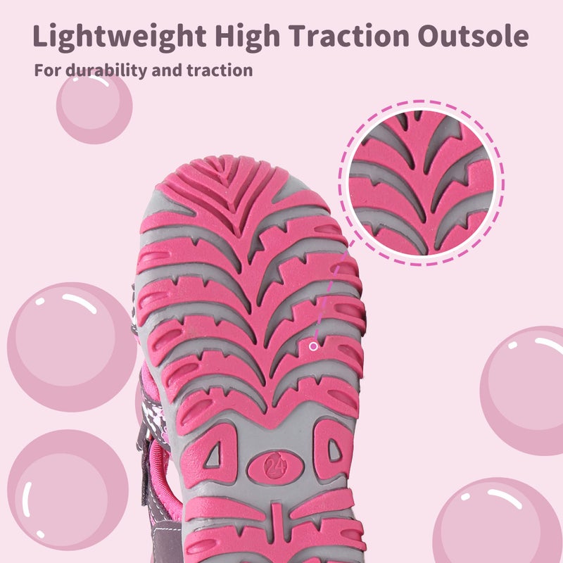 Apakowa Kids Girls Sandals Soft Sole Closed Toe Sandals Summer Shoes with Arch Support (Toddler/Little Kid) (Color : Y607PURPLE, Size : 8 M US Toddler) - Image 5